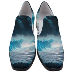 Thunderstorm Storm Tsunami Waves Ocean Sea Women Slip On Heel Loafers