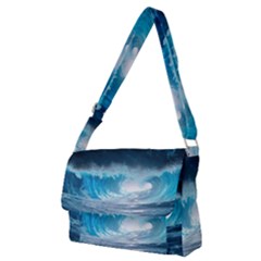 Thunderstorm Storm Tsunami Waves Ocean Sea Full Print Messenger Bag (m) by Jancukart