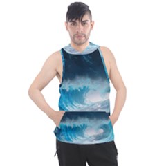 Thunderstorm Storm Tsunami Waves Ocean Sea Men s Sleeveless Hoodie by Jancukart