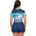 Thunderstorm Storm Tsunami Waves Ocean Sea Side Button Cropped Tee View4