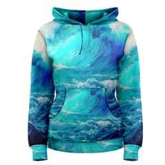 Tsunami Waves Ocean Sea Nautical Nature Water Nature Women s Pullover Hoodie by Jancukart