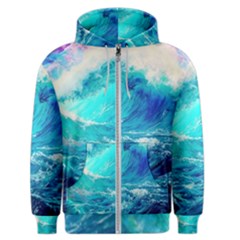 Tsunami Waves Ocean Sea Nautical Nature Water Nature Men s Zipper Hoodie