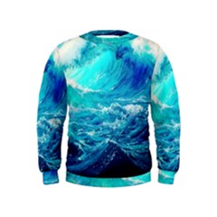 Tsunami Waves Ocean Sea Nautical Nature Water Nature Kids  Sweatshirt