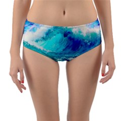 Tsunami Waves Ocean Sea Nautical Nature Water Nature Reversible Mid-waist Bikini Bottoms by Jancukart