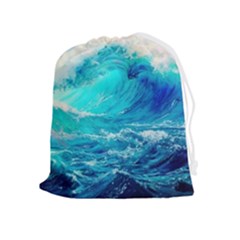 Tsunami Waves Ocean Sea Nautical Nature Water Nature Drawstring Pouch (xl) by Jancukart