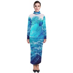 Tsunami Waves Ocean Sea Nautical Nature Water Nature Turtleneck Maxi Dress