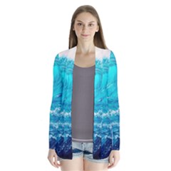 Tsunami Waves Ocean Sea Nautical Nature Water Nature Drape Collar Cardigan