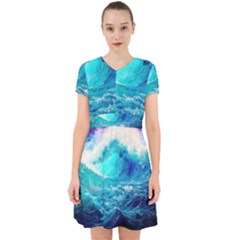 Tsunami Waves Ocean Sea Nautical Nature Water Nature Adorable In Chiffon Dress