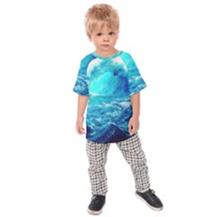 Tsunami Waves Ocean Sea Nautical Nature Water Nature Kids  Raglan Tee