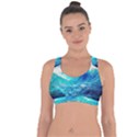 Tsunami Waves Ocean Sea Nautical Nature Water Nature Cross String Back Sports Bra View1