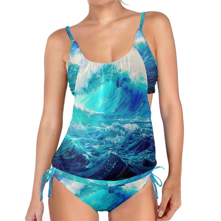 Tsunami Waves Ocean Sea Nautical Nature Water Nature Tankini Set