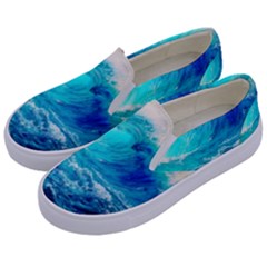 Tsunami Waves Ocean Sea Nautical Nature Water Nature Kids  Canvas Slip Ons