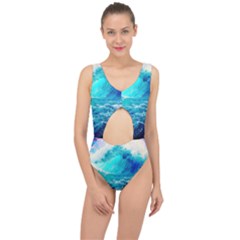 Tsunami Waves Ocean Sea Nautical Nature Water Nature Center Cut Out Swimsuit by Jancukart