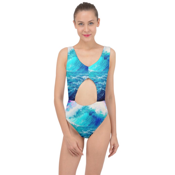 Tsunami Waves Ocean Sea Nautical Nature Water Nature Center Cut Out Swimsuit