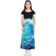 Tsunami Waves Ocean Sea Nautical Nature Water Nature Kids  Flared Maxi Skirt