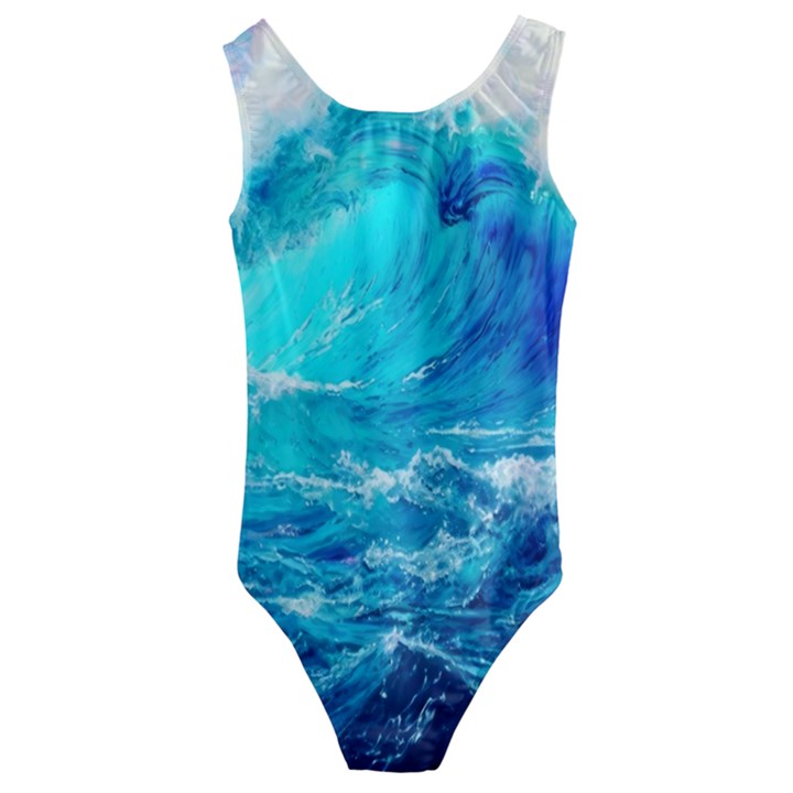 Tsunami Waves Ocean Sea Nautical Nature Water Nature Kids  Cut-Out Back One Piece Swimsuit