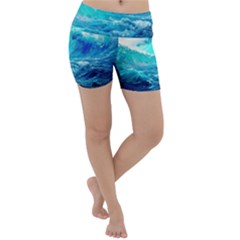 Tsunami Waves Ocean Sea Nautical Nature Water Nature Lightweight Velour Yoga Shorts by Jancukart