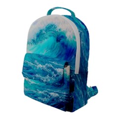 Tsunami Waves Ocean Sea Nautical Nature Water Nature Flap Pocket Backpack (large)