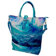 Tsunami Waves Ocean Sea Nautical Nature Water Nature Buckle Top Tote Bag