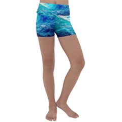 Tsunami Waves Ocean Sea Nautical Nature Water Nature Kids  Lightweight Velour Yoga Shorts