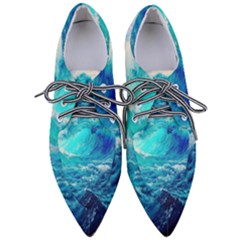 Tsunami Waves Ocean Sea Nautical Nature Water Nature Pointed Oxford Shoes by Jancukart