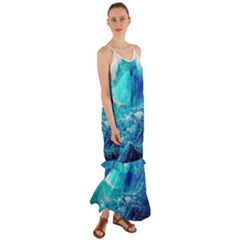 Tsunami Waves Ocean Sea Nautical Nature Water Nature Cami Maxi Ruffle Chiffon Dress