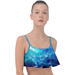 Tsunami Waves Ocean Sea Nautical Nature Water Nature Frill Bikini Top