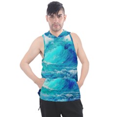 Tsunami Waves Ocean Sea Nautical Nature Water Nature Men s Sleeveless Hoodie