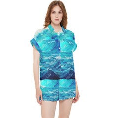 Tsunami Waves Ocean Sea Nautical Nature Water Nature Chiffon Lounge Set by Jancukart