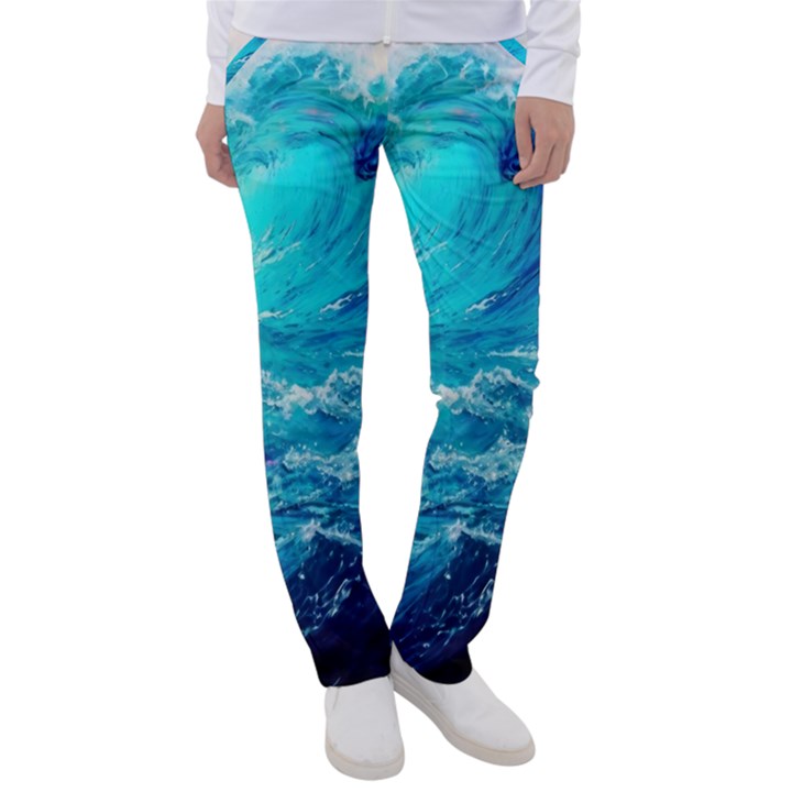 Tsunami Waves Ocean Sea Nautical Nature Water Nature Women s Casual Pants