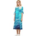 Tsunami Waves Ocean Sea Nautical Nature Water Nature Bow Sleeve Chiffon Midi Dress View2