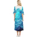 Tsunami Waves Ocean Sea Nautical Nature Water Nature Bow Sleeve Chiffon Midi Dress View4