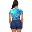 Tsunami Waves Ocean Sea Nautical Nature Water Nature Side Button Cropped Tee View4