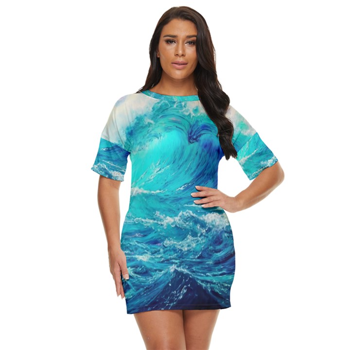 Tsunami Waves Ocean Sea Nautical Nature Water Nature Just Threw It On Dress