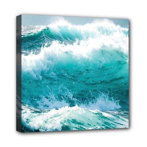 Waves Ocean Sea Tsunami Nautical 4 Mini Canvas 8  X 8  (stretched)