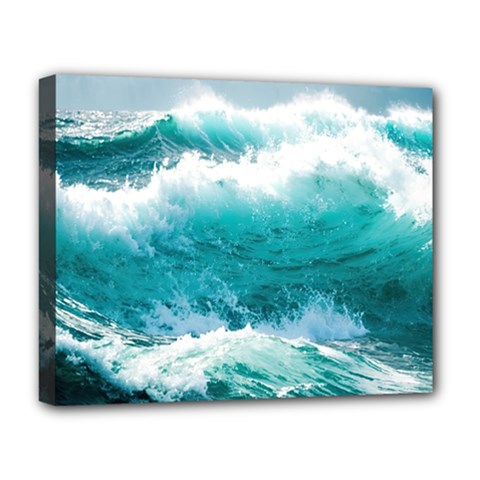 Waves Ocean Sea Tsunami Nautical 4 Deluxe Canvas 20  X 16  (stretched)