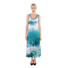 Waves Ocean Sea Tsunami Nautical 4 Sleeveless Maxi Dress by Jancukart