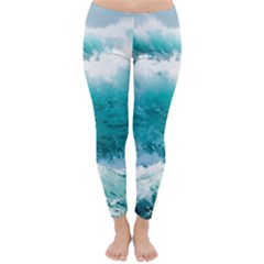 Waves Ocean Sea Tsunami Nautical 4 Classic Winter Leggings by Jancukart