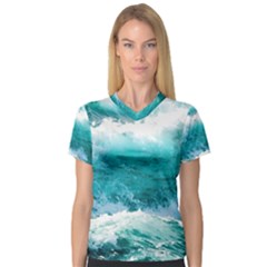 Waves Ocean Sea Tsunami Nautical 4 V-neck Sport Mesh Tee