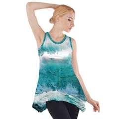 Waves Ocean Sea Tsunami Nautical 4 Side Drop Tank Tunic by Jancukart