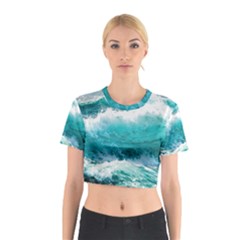 Waves Ocean Sea Tsunami Nautical 4 Cotton Crop Top by Jancukart