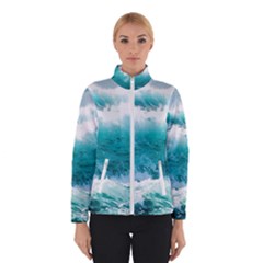 Waves Ocean Sea Tsunami Nautical 4 Women s Bomber Jacket