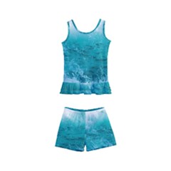 Waves Ocean Sea Tsunami Nautical 4 Kids  Boyleg Swimsuit