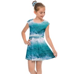 Waves Ocean Sea Tsunami Nautical 4 Kids  Cap Sleeve Dress