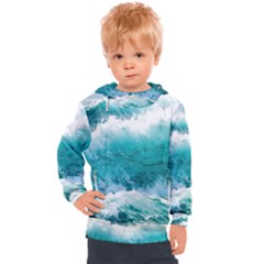 Waves Ocean Sea Tsunami Nautical 4 Kids  Hooded Pullover