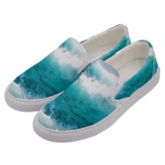 Waves Ocean Sea Tsunami Nautical 4 Men s Canvas Slip Ons by Jancukart