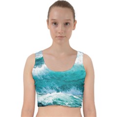 Waves Ocean Sea Tsunami Nautical 4 Velvet Racer Back Crop Top by Jancukart