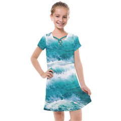 Waves Ocean Sea Tsunami Nautical 4 Kids  Cross Web Dress