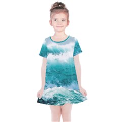 Waves Ocean Sea Tsunami Nautical 4 Kids  Simple Cotton Dress