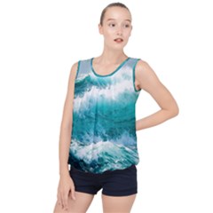 Waves Ocean Sea Tsunami Nautical 4 Bubble Hem Chiffon Tank Top